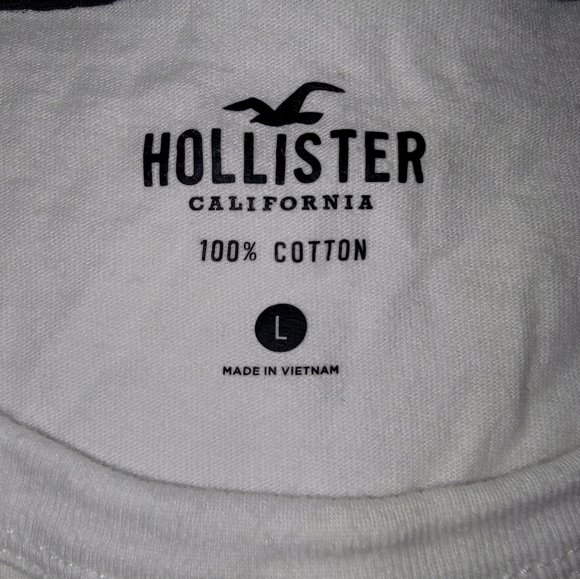 Hollister White Cotton Tee with Black Text - Picture 3 of 5